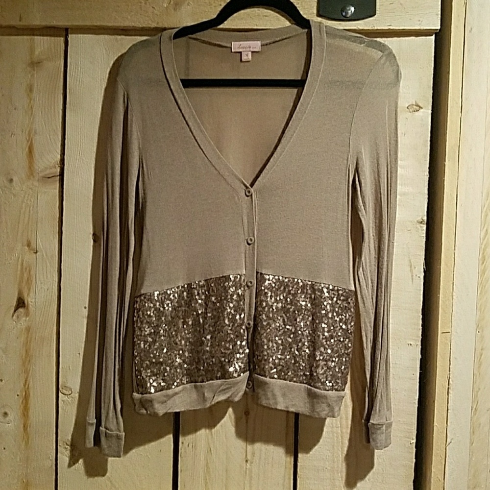Hearts Womens Medium Sequin Button Cardigan